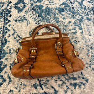 Michael Kors Cognac Leather Buckle Satchel Bag